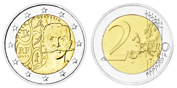 Франция, 2 евро 2013 (UNC) 150 лет со дня рождения Пьера де Кубертена