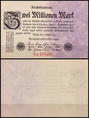 Германия 2.000.000 марок 1923 UNC P.103 Вариант 6