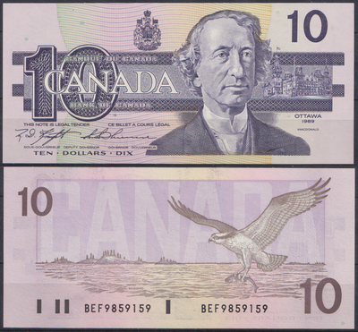 Канада 10 долларов 1989 (UNC Pick 96a) Thiessen-Crow