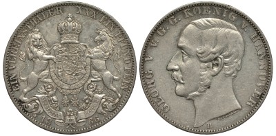 ГАННОВЕР 1 ТАЛЕР 1866 В, ГЕОРГ V (1851-1866)