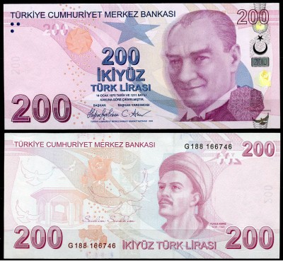 Турция 200 лир 2009 (UNC Pick 227F)