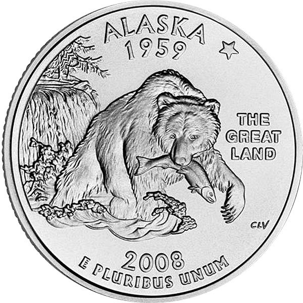 США, 25 центов 2008 год, Alaska