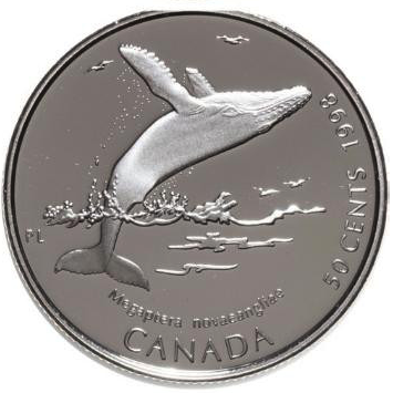 Канада 50 центов 1998 год - Горбатый кит