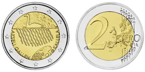 Финляндия, 2 евро 2015 (UNC) 150 лет со дня рождения Аксели Галлен-Каллела