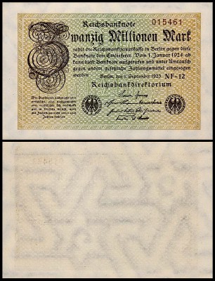 Германия 20.000.000 марок 1923 UNC P.108 Вариант 3