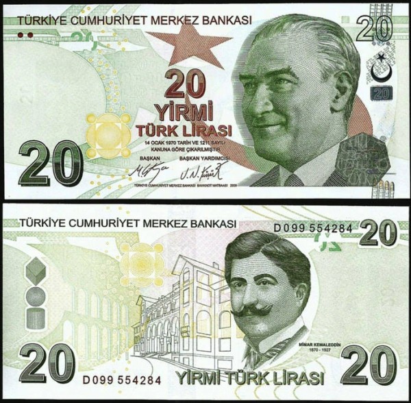 Турция 20 лир 2009-2019 (UNC Pick 224)