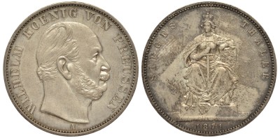 Пруссия 1 талер 1871 A, Вильгельм I (1861-1888)