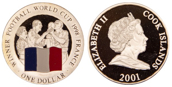 Острова Кука 1 доллар 2001 год,  Первые места Франции в ЧМ