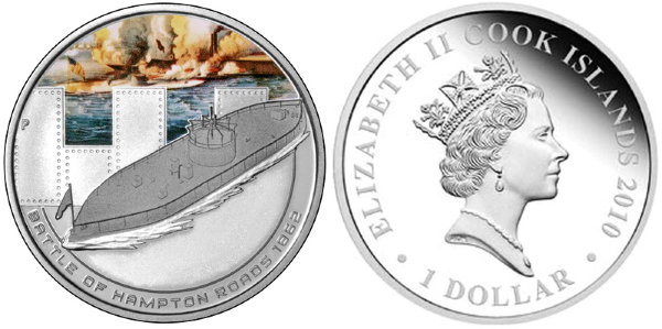 Острова Кука, 1 доллар 2010 год, Битва на Хэмптонском рейде, ПРУФ