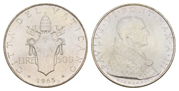 Ватикан, 500 лир 1965 год