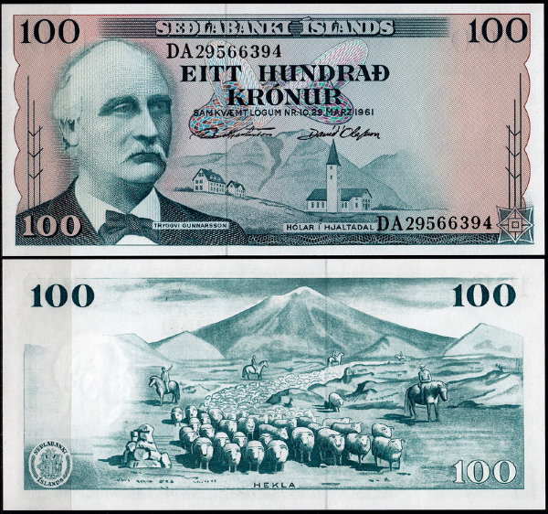 Исландия 100 крон 1961 (UNC Pick 44)