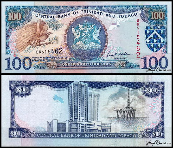 Тринидад и Тобаго 100 долларов 2002 (UNC Pick 45b) Подпись 8