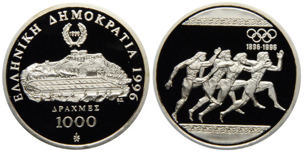 Греция, 1000 драхм 1996 год, Бег, ПРУФ