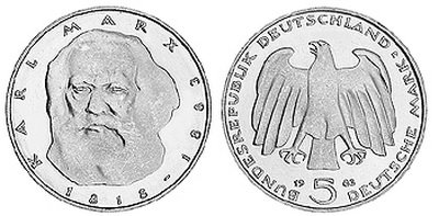 Германия, 5 марок 1983 год, Карл Маркс