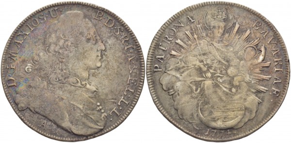 Бавария 1 талер 1774 А, Максимилиан III Иосиф (1745-1777)