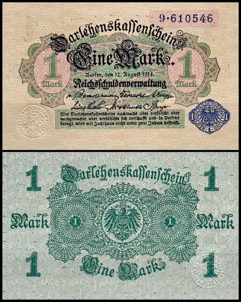 Германия 1 марка 1920 UNC P.52