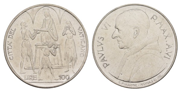Ватикан, 100 лир 1968 год