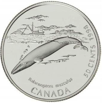 Канада 50 центов 1998 год - Синий кит