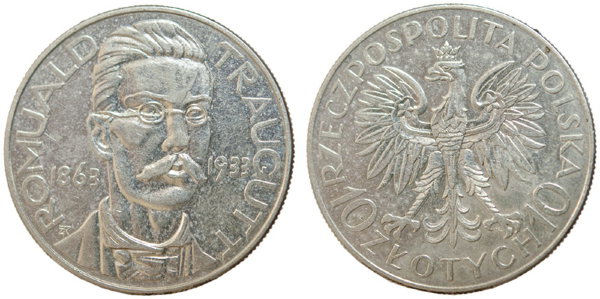Польша, 10 злотых 1933 год, Ромуальд Траугутт