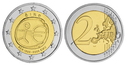 Ирландия, 2 евро 2009 год, 10 лет валютного и экономического союза