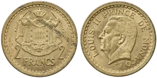 Монако, 2 франка 1945 год, UNC
