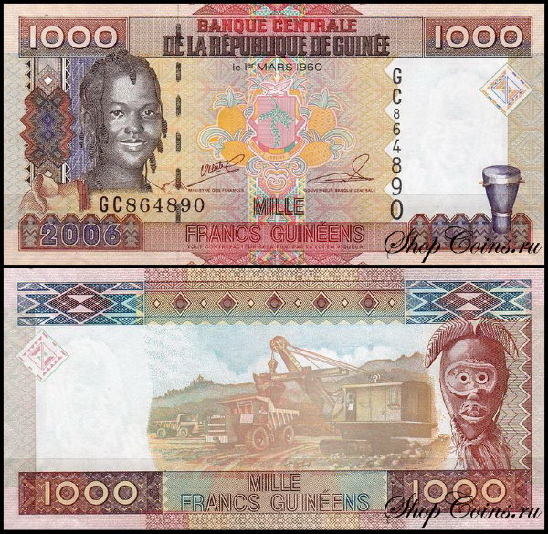 Гвинея 1000 франков 2006 (UNC Pick 40)