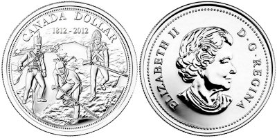 Канада, 1 доллар 2012 год, 200 лет войне 1812 года