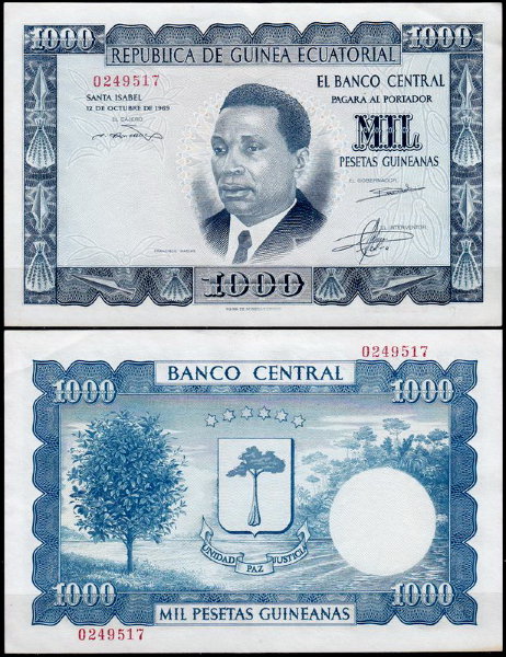 Экваториальная Гвинея 1000 песет 1969 (UNC Pick 3)