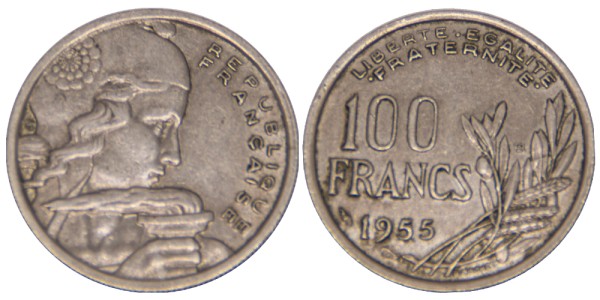 Франция, 100 франков 1955 год