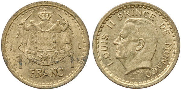 Монако, 1 франк 1945 год, UNC
