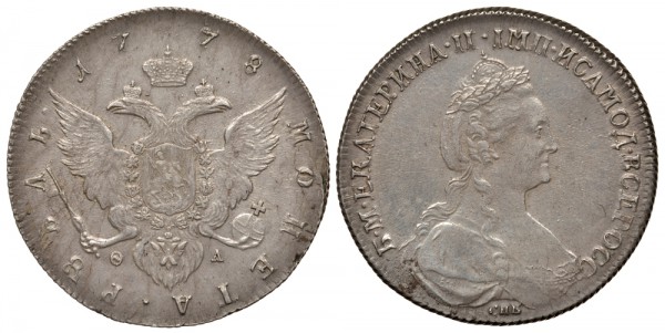 Россия, 1 рубль 1778 год, СПБ ФЛ