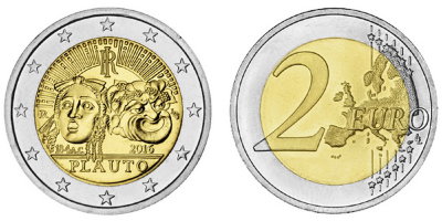Италия, 2 евро 2016 год, Тит Макций Плавт