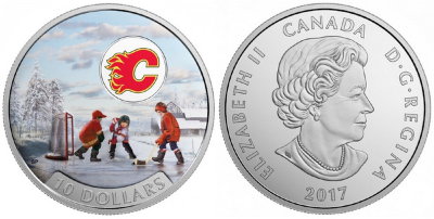 Канада, 10 долларов 2017 год, Хоккейный клуб «Calgary Flames», ПРУФ