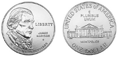 США, 1 доллар 1993 год, Джеймс Мэдисон