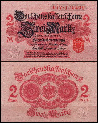 Германия 2 марки 1914 UNC P.54
