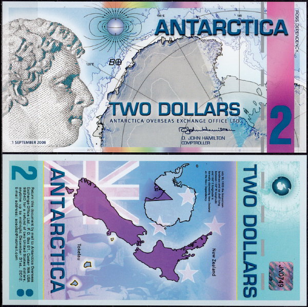 Антарктические территории 2 доллара 2008 год. UNC