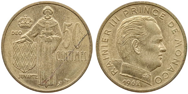 Монако, 50 сантим 1962 год, UNC