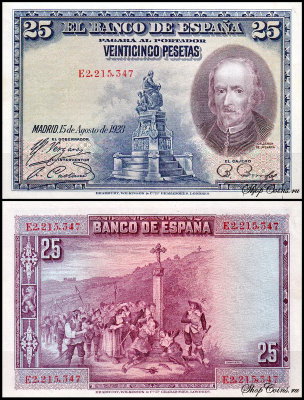 Испания 25 песет 1928 (AUNC Pick 74b)