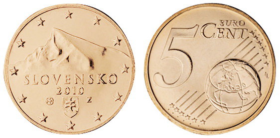 Словакия, 5 центов 2010 (UNC, медь)