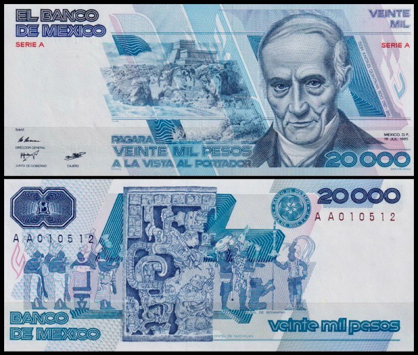 Мексика 20000 песо 1985-1987 (UNC Pick 91)