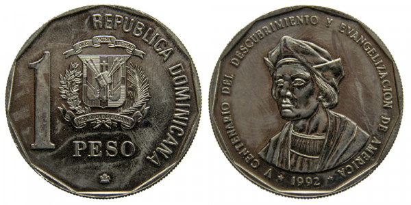 Доминиканская республика, 1 песо 1992 год