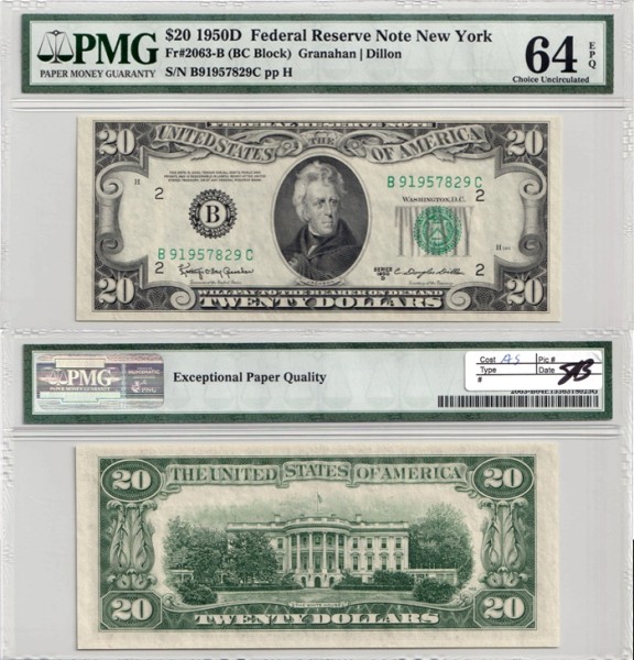 США 20 долларов 1950D (UNC Pick 440d) 