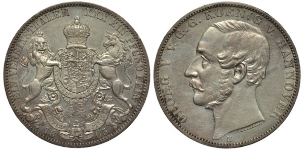 Ганновер 1 талер 1865 B, Георг V (1851-1866)