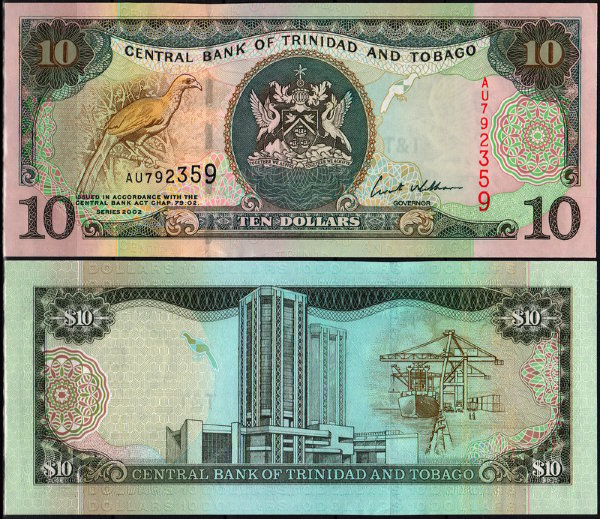 Тринидад и Тобаго 10 долларов 2002 (UNC Pick 43b) Подпись 8