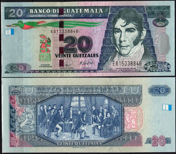 Гватемала 20 кетцалей 2008 (UNC Pick 118)