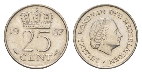 Нидерланды 25 центов 1967 год
