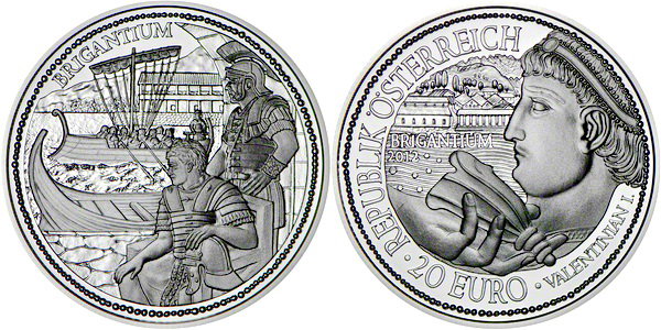 Австрия, 20 евро 2012 год, Гавань и порт Бриганциум, ПРУФ