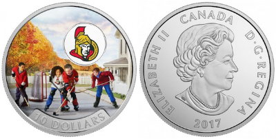 Канада, 10 долларов 2017 год, Хоккейный клуб «Ottawa Senators», ПРУФ