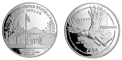 США, 1 доллар 1994 год, Национальный музей американских военнопленных, ПРУФ