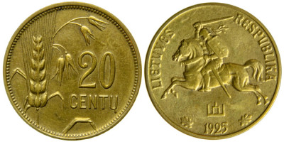 Литва, 20 центов 1925 год, UNC